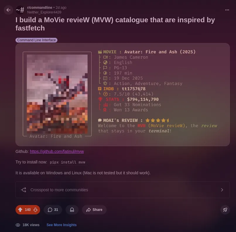 Latest Project post on reddit